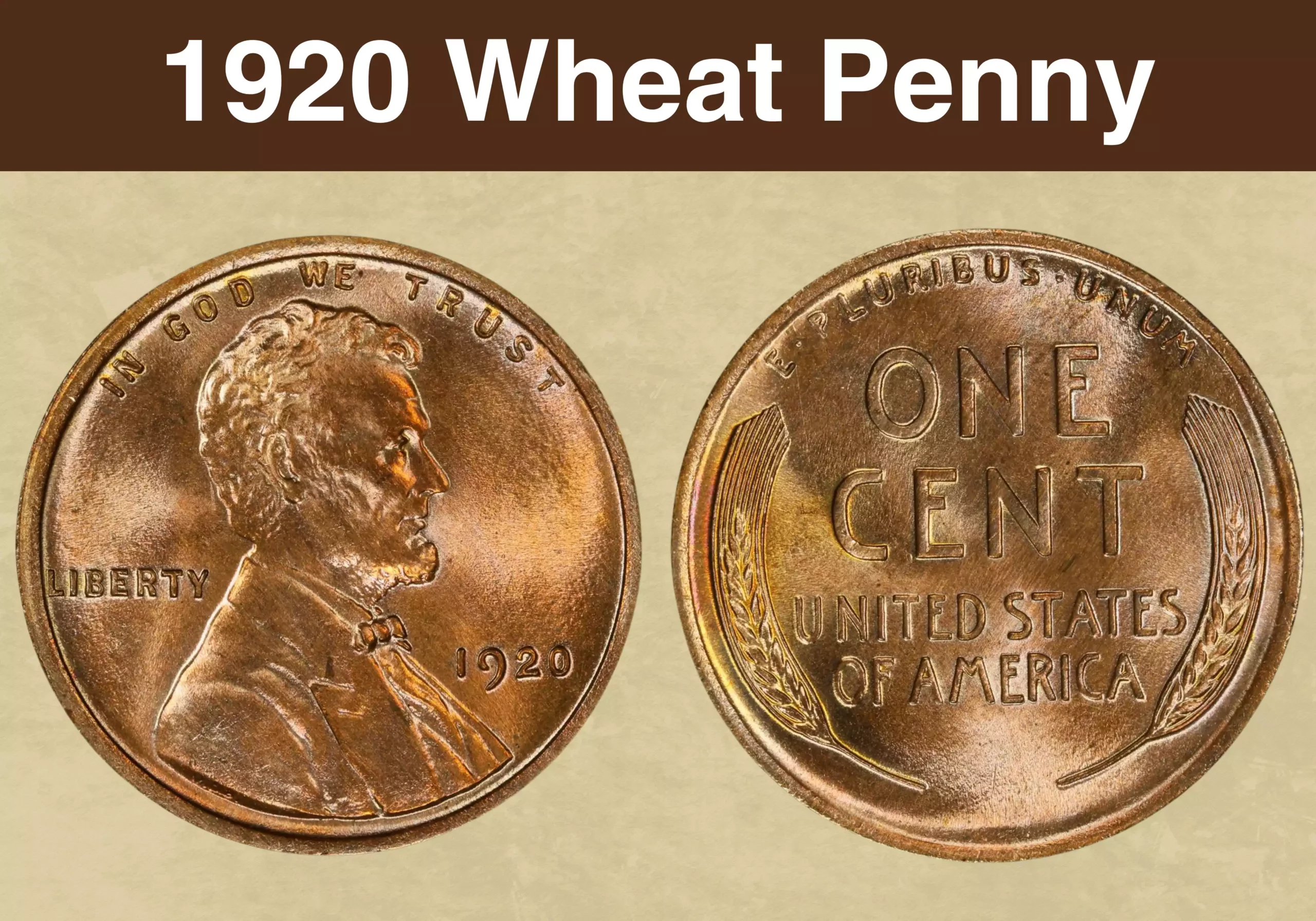1920 Lincoln Wheat Penny obverse and reverse showing date, mint mark location, and wheat stalks